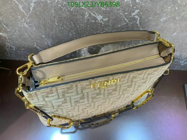 Fendi AAA+ Replica Tobacco Zucca Print Canvas Large Flap Shoulder Bag YB63983367543