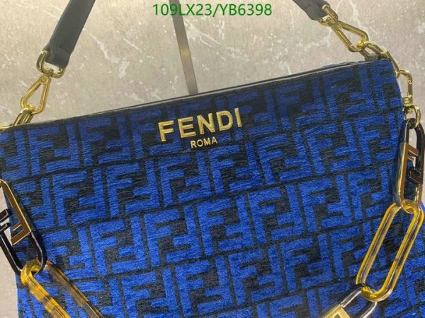 Fendi AAA+ Replica Tobacco Zucca Print Canvas Large Flap Shoulder Bag YB63983367543