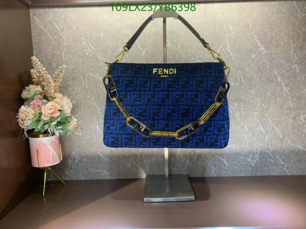 Fendi AAA+ Replica Tobacco Zucca Print Canvas Large Flap Shoulder Bag YB63983367543