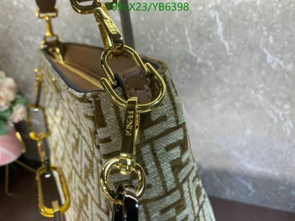 Fendi AAA+ Replica Tobacco Zucca Print Canvas Large Flap Shoulder Bag YB63983367543