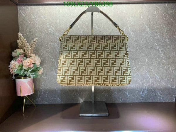 Fendi AAA+ Replica Tobacco Zucca Print Canvas Large Flap Shoulder Bag YB63983367543