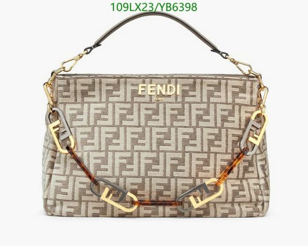 Fendi AAA+ Replica Tobacco Zucca Print Canvas Large Flap Shoulder Bag YB63983367543