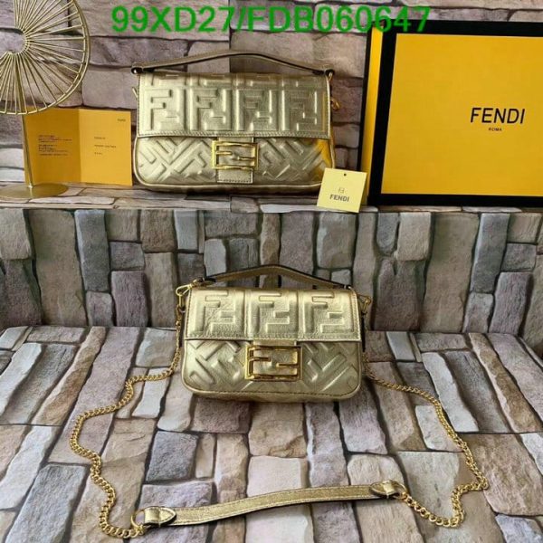 Fendi AAA+ Replica Metallic Nappa Embossed Baguette B060647576208