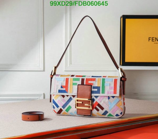 Fendi AAA+ Replica Multicolor Zucca Canvas Medium Baguette NM Bag B060645247586