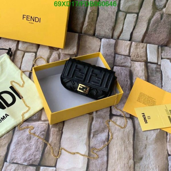 Fendi AAA+ Replica Nappa FF Embossed Nano Baguette Charm Lollypop B060646578023