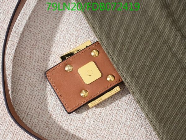 Fendi AAA+ Replica Women Baguette FF Beige Canvas Bag FDB0724190125