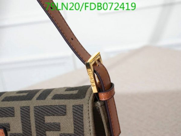 Fendi AAA+ Replica Women Baguette FF Beige Canvas Bag FDB0724190125