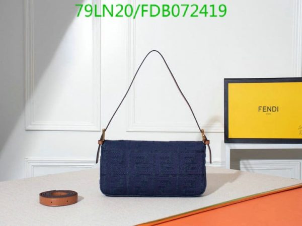 Fendi AAA+ Replica Women Baguette FF Beige Canvas Bag FDB0724190125