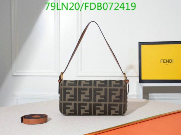 Fendi AAA+ Replica Women Baguette FF Beige Canvas Bag FDB0724190125