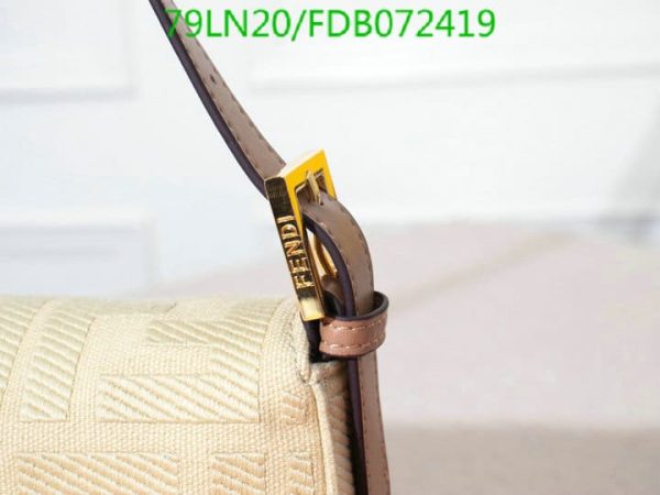 Fendi AAA+ Replica Women Baguette FF Beige Canvas Bag FDB0724190125