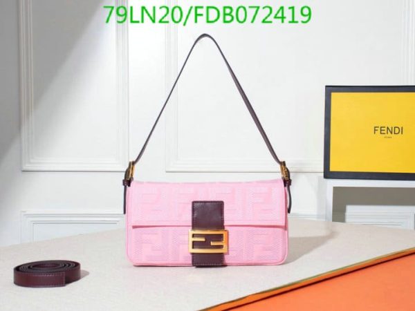 Fendi AAA+ Replica Women Baguette FF Beige Canvas Bag FDB0724190125