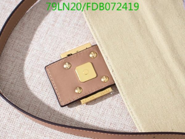 Fendi AAA+ Replica Women Baguette FF Beige Canvas Bag FDB0724190125