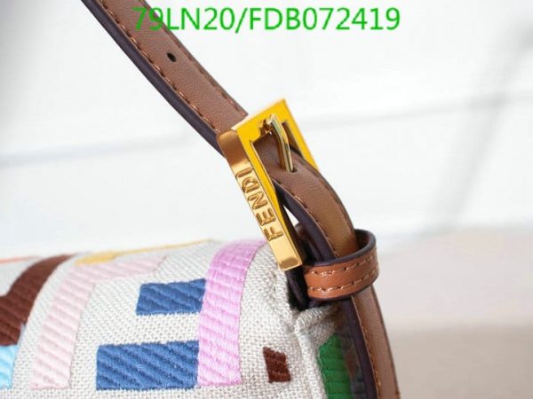 Fendi AAA+ Replica Women Baguette FF Beige Canvas Bag FDB0724190125