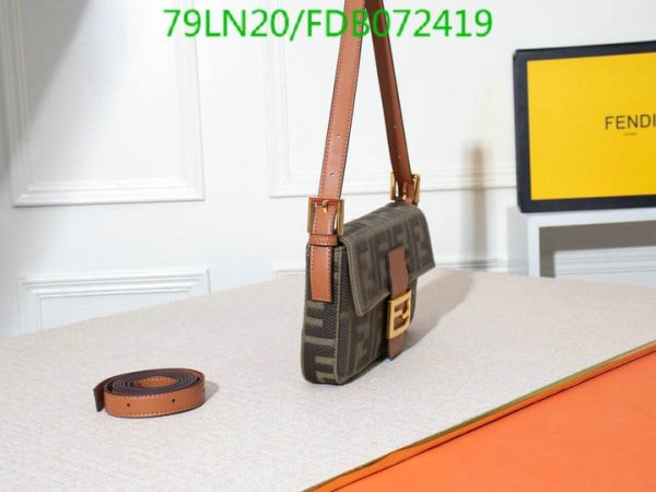 Fendi AAA+ Replica Women Baguette FF Beige Canvas Bag FDB0724190125