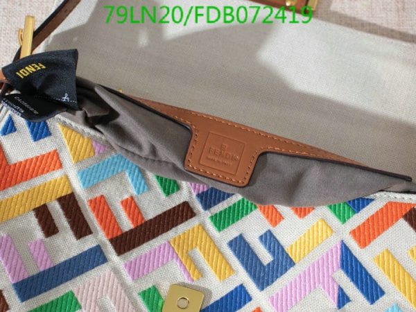 Fendi AAA+ Replica Women Baguette FF Beige Canvas Bag FDB0724190125