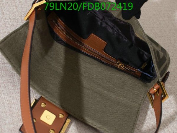 Fendi AAA+ Replica Women Baguette FF Beige Canvas Bag FDB0724190125