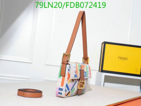 Fendi AAA+ Replica Women Baguette FF Beige Canvas Bag FDB0724190125