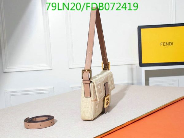 Fendi AAA+ Replica Women Baguette FF Beige Canvas Bag FDB0724190125