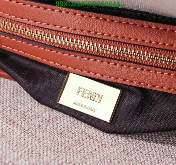 Fendi AAA+ Replica Women Iconic Baguette Medium Size FF Beige Canvas Bag B060644578613