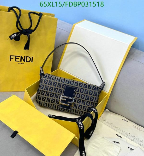 Fendi AAA+ Replica Zucchino Baguette Bag (Gray) FDBP031518256