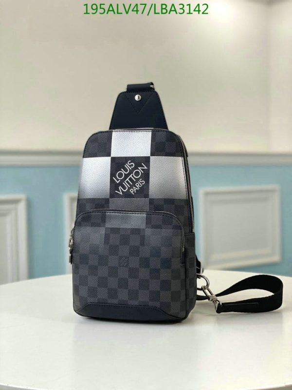 Louis Vuitton 1:1 Mirror Replica AVENUE SLING BAG WHITE DAMIER GRAPHITE GIANT LBA3142931254