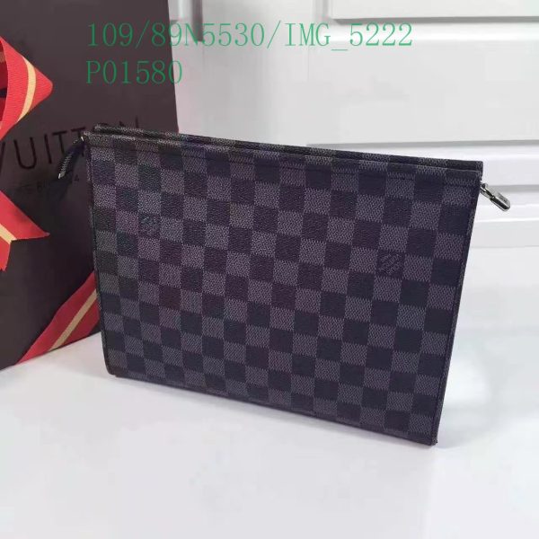 Louis Vuitton 1:1 Mirror Replica Black Damier Graphite Rope Pochette Voyage Blue LB11304731256