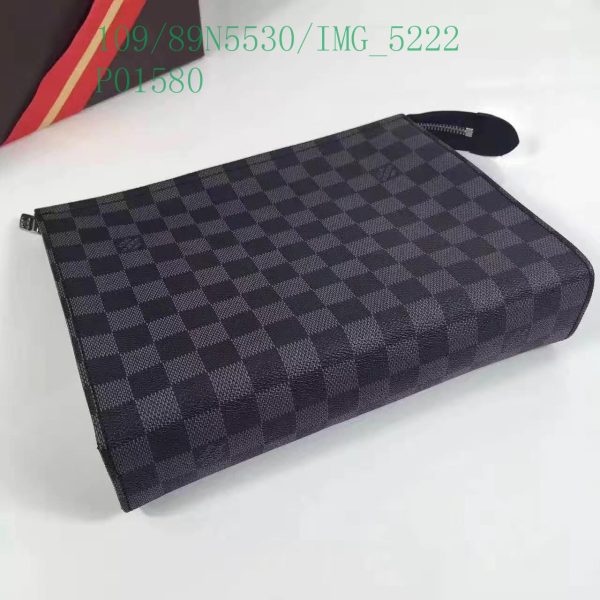 Louis Vuitton 1:1 Mirror Replica Black Damier Graphite Rope Pochette Voyage Blue LB11304731256