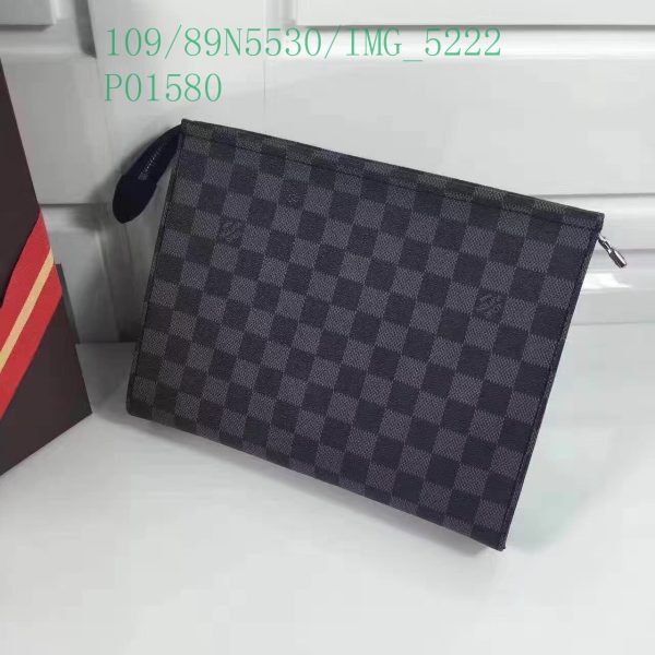 Louis Vuitton 1:1 Mirror Replica Black Damier Graphite Rope Pochette Voyage Blue LB11304731256