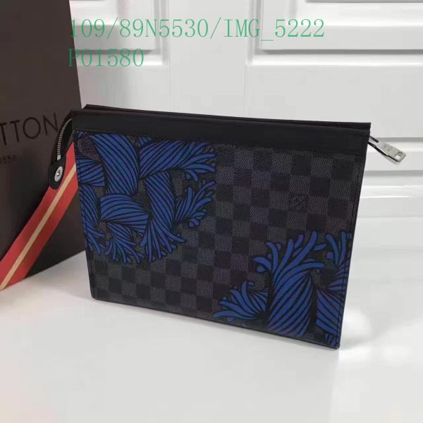 Louis Vuitton 1:1 Mirror Replica Black Damier Graphite Rope Pochette Voyage Blue LB11304731256