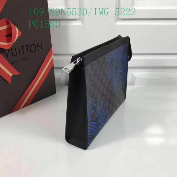 Louis Vuitton 1:1 Mirror Replica Black Damier Graphite Rope Pochette Voyage Blue LB11304731256