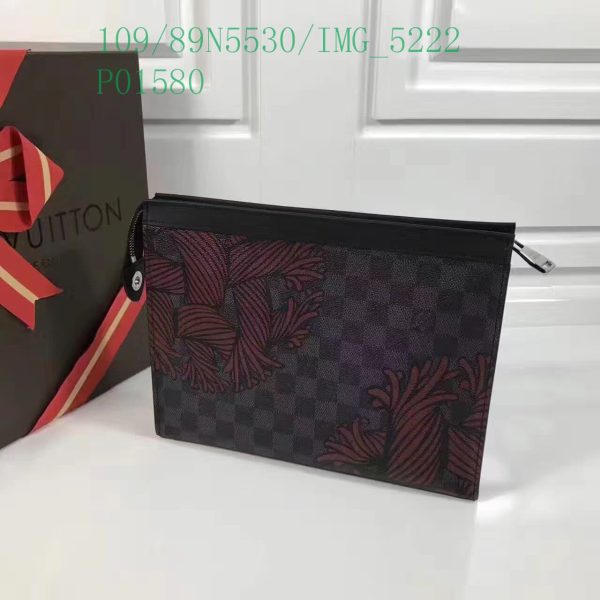 Louis Vuitton 1:1 Mirror Replica Black Damier Graphite Rope Pochette Voyage Blue LB11304731256