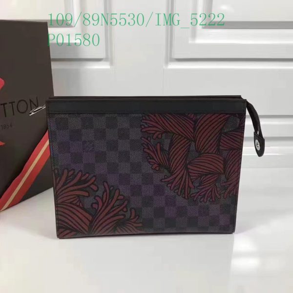 Louis Vuitton 1:1 Mirror Replica Black Damier Graphite Rope Pochette Voyage Blue LB11304731256