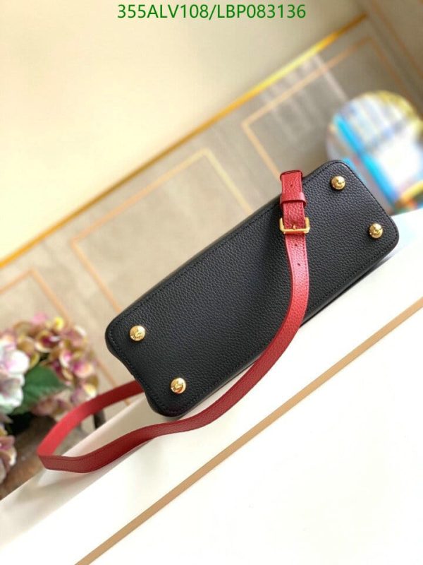 Louis Vuitton 1:1 Mirror Replica Capucines MM Handbag Black Red LBP0831367856