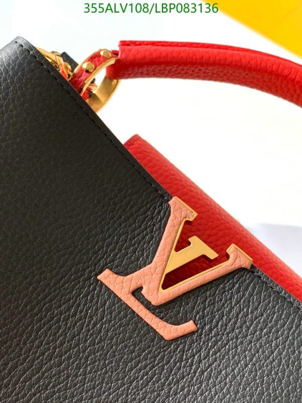 Louis Vuitton 1:1 Mirror Replica Capucines MM Handbag Black Red LBP0831367856