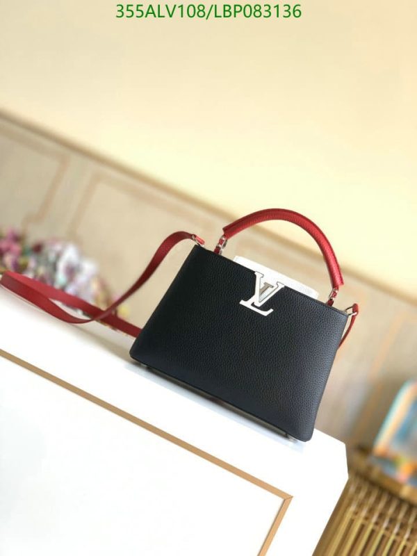 Louis Vuitton 1:1 Mirror Replica Capucines MM Handbag Black Red LBP0831367856