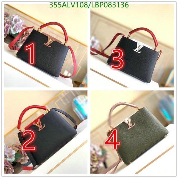 Louis Vuitton 1:1 Mirror Replica Capucines MM Handbag Black Red LBP0831367856