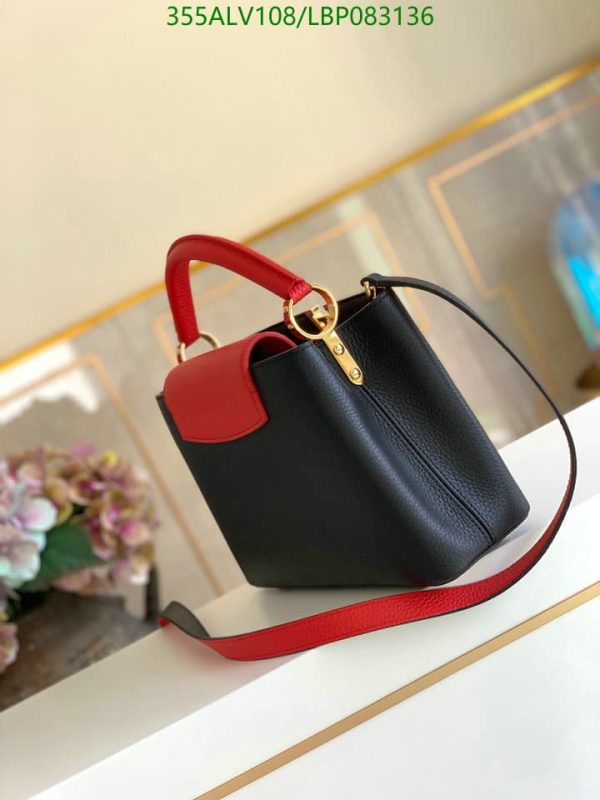 Louis Vuitton 1:1 Mirror Replica Capucines MM Handbag Black Red LBP0831367856