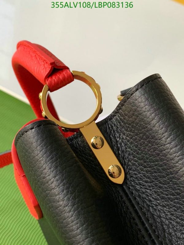 Louis Vuitton 1:1 Mirror Replica Capucines MM Handbag Black Red LBP0831367856