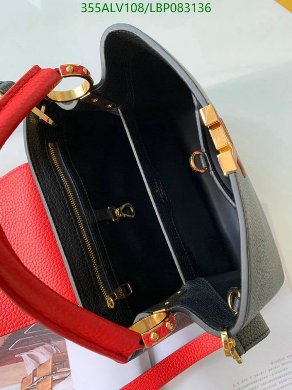 Louis Vuitton 1:1 Mirror Replica Capucines MM Handbag Black Red LBP0831367856