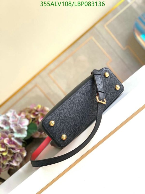 Louis Vuitton 1:1 Mirror Replica Capucines MM Handbag Black Red LBP0831367856