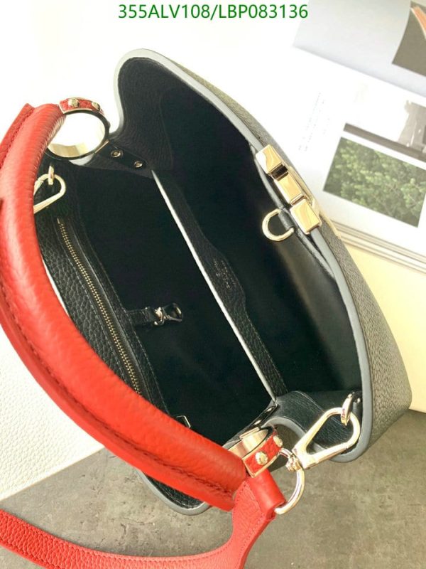 Louis Vuitton 1:1 Mirror Replica Capucines MM Handbag Black Red LBP0831367856