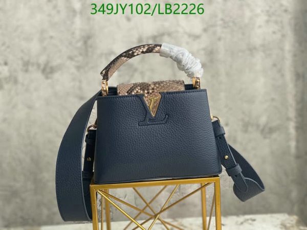 Louis Vuitton 1:1 Mirror Replica Capucines MM Taurillon Python Leather Satchel Bag Blue LB22262241234