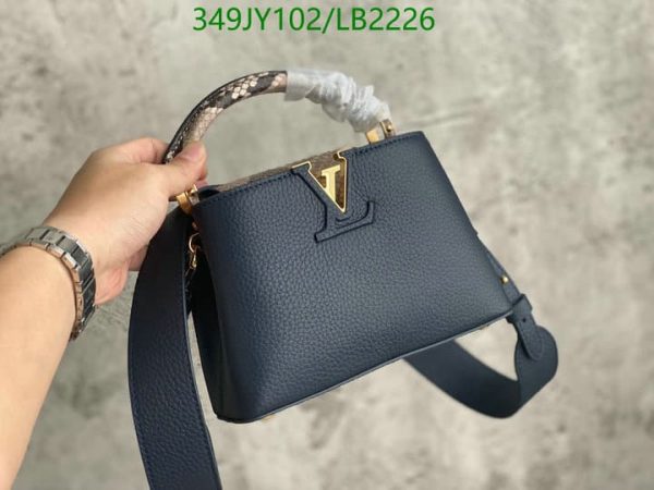 Louis Vuitton 1:1 Mirror Replica Capucines MM Taurillon Python Leather Satchel Bag Blue LB22262241234