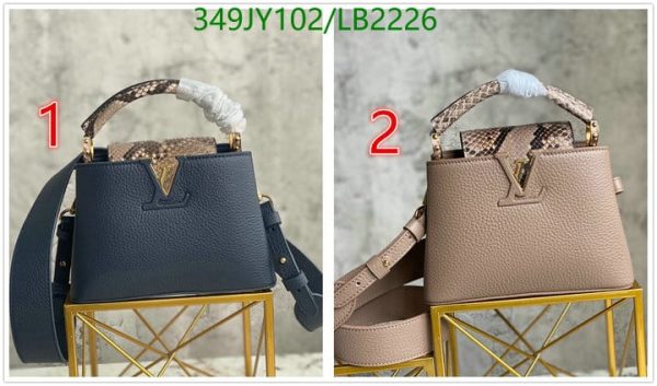 Louis Vuitton 1:1 Mirror Replica Capucines MM Taurillon Python Leather Satchel Bag Blue LB22262241234