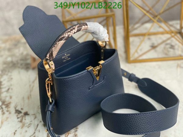 Louis Vuitton 1:1 Mirror Replica Capucines MM Taurillon Python Leather Satchel Bag Blue LB22262241234