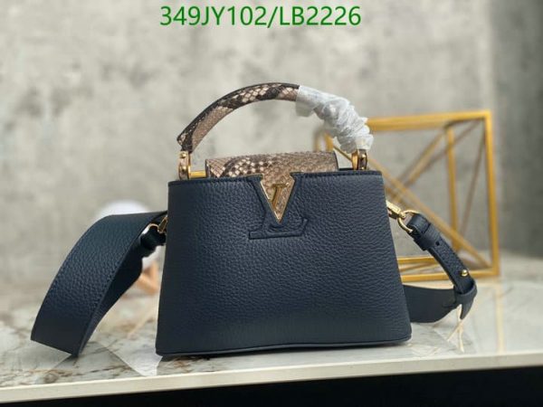 Louis Vuitton 1:1 Mirror Replica Capucines MM Taurillon Python Leather Satchel Bag Blue LB22262241234