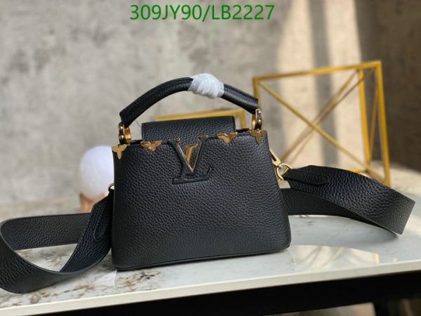 Louis Vuitton 1:1 Mirror Replica Capucines Mini Black Crown of Gold LB22271041236