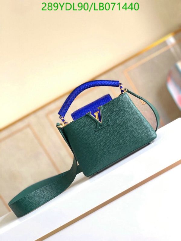 Louis Vuitton 1:1 Mirror Replica Capucines Mini Emerald Python and Calfskin Cross Body Bag LB07144031235