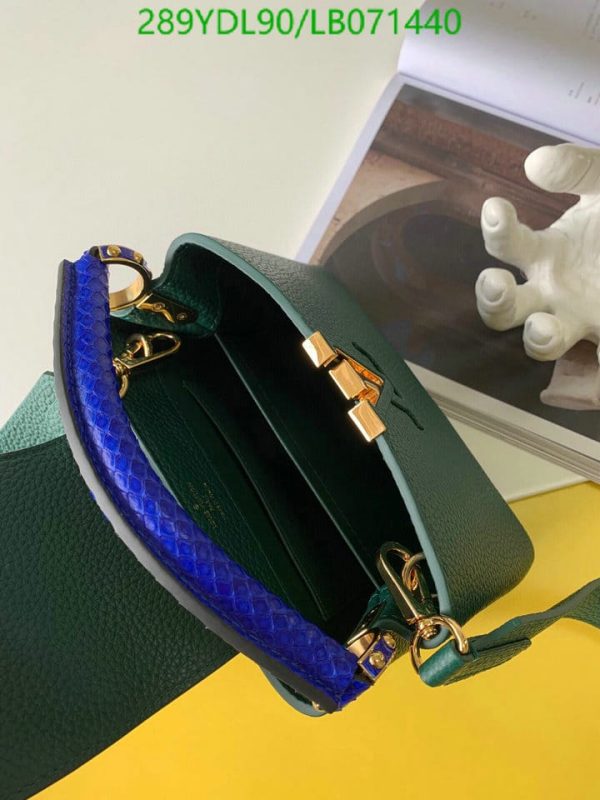 Louis Vuitton 1:1 Mirror Replica Capucines Mini Emerald Python and Calfskin Cross Body Bag LB07144031235