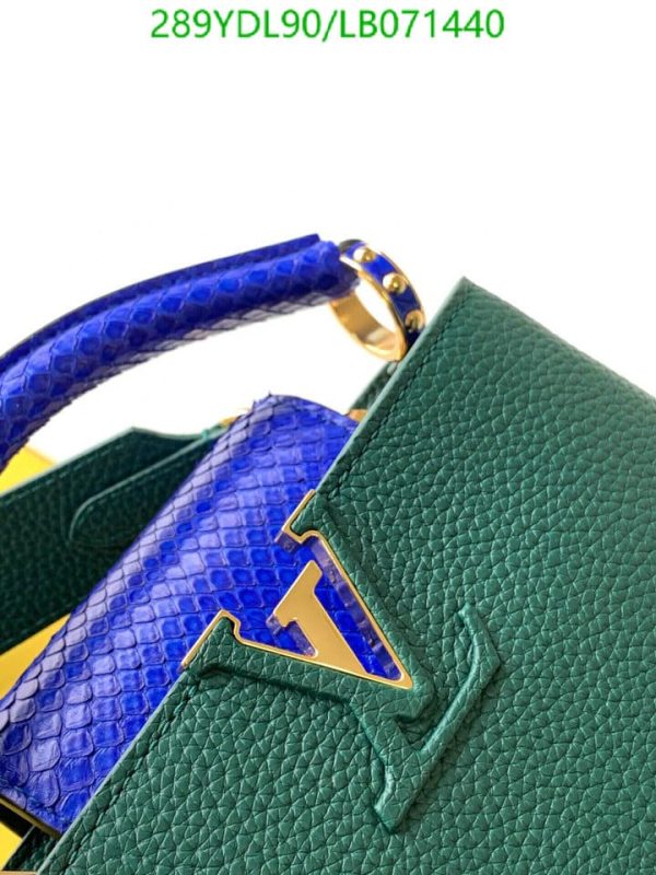 Louis Vuitton 1:1 Mirror Replica Capucines Mini Emerald Python and Calfskin Cross Body Bag LB07144031235